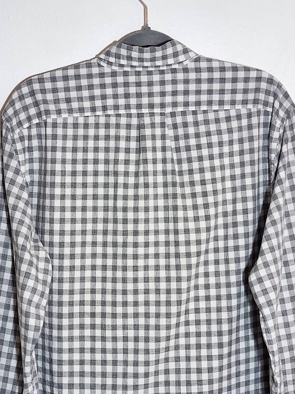 J. Crew Gray and White Gingham Check Button Down Shirt Size Large